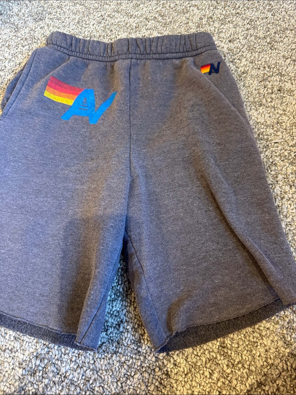 Aviator nation boys Gray Athletic Shorts with Rainbow Logo
